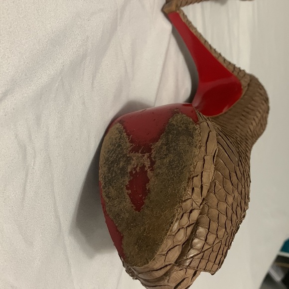 Christian Louboutin Brown Python Peeptoe Platform Pumps - Picture 7 of 8